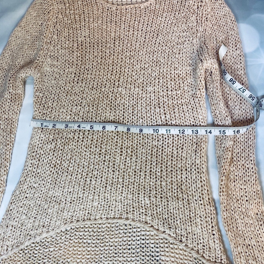 Sans Souci Peach Open Knit High Low Crew Neck Sweater ITW-049 Womens Small - Picture 3 of 5